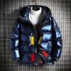 New winter hooded, loose, casual, shiny reflective thickened cotton-padded jacket for men 098P55 Specification image